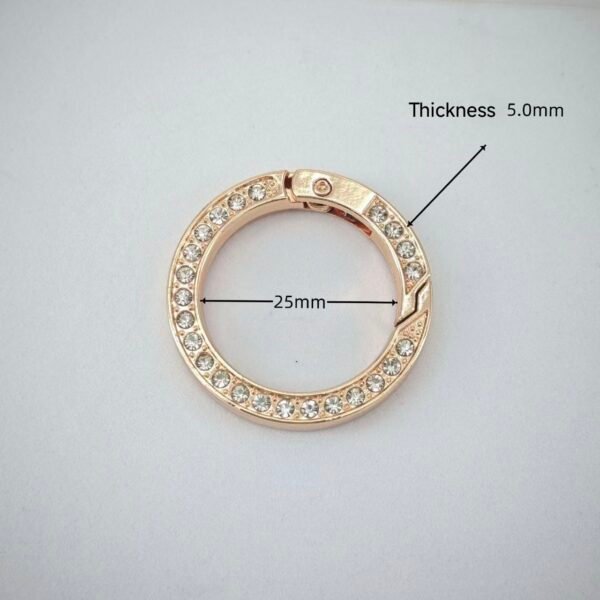 Rhinestone metal loop size guide with 25mm inner diameter and 5mm thickness