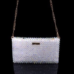 Detachable metal chain strap for classic crystal beaded zipper handbag